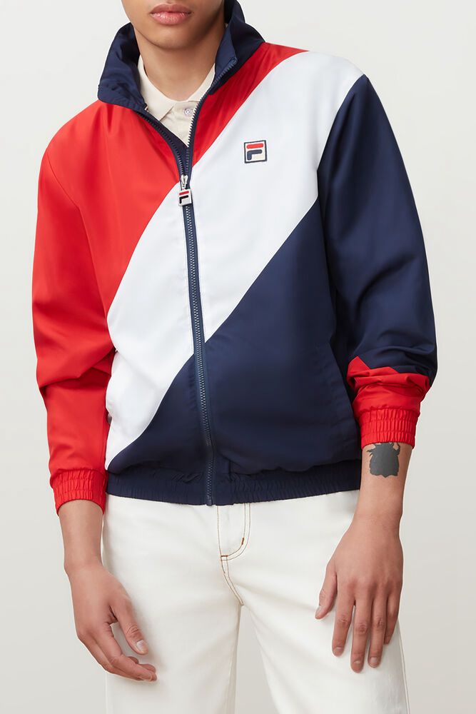 Fila Jacket Cruz Windbreaker Mens Red/Navy/White - India ZGP-795408